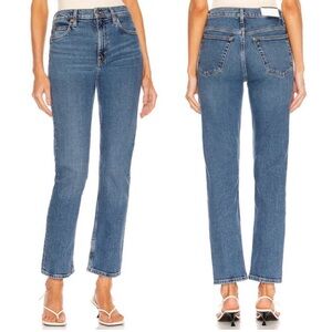 RE/DONE 70s Straight Jeans Women's Worn In Saf Blue High Rise Size 28